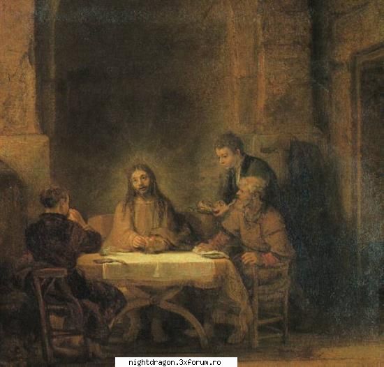 rembrandt "cina momentul care iisus descopera celor ucenici emmaus, dupa inviere