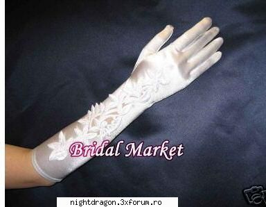 Accesorii mirese - manusi din satin, cu broderie - Moda Femei