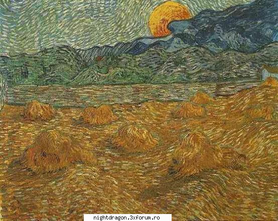 Foto tablouri Van Gogh - Peisaj de seara cu rasarit de luna - Pictura