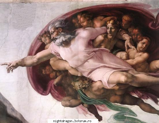Michelangelo Buonarroti - Crearea lui Adam (detaliu) - Pictura
