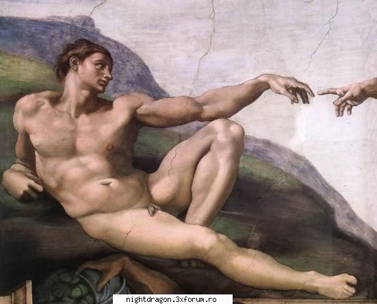 Michelangelo Buonarroti - Crearea lui Adam (detaliu) - Pictura