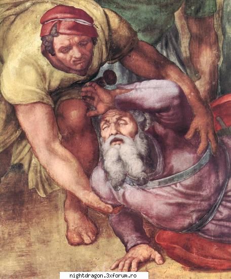 Michelangelo Buonarroti - Conversatia lui Saul (detaliu) - Pictura