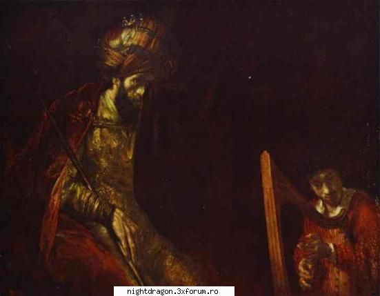 Rembrandt - "David cantand la harpă pentru regele Saul" - Pictura