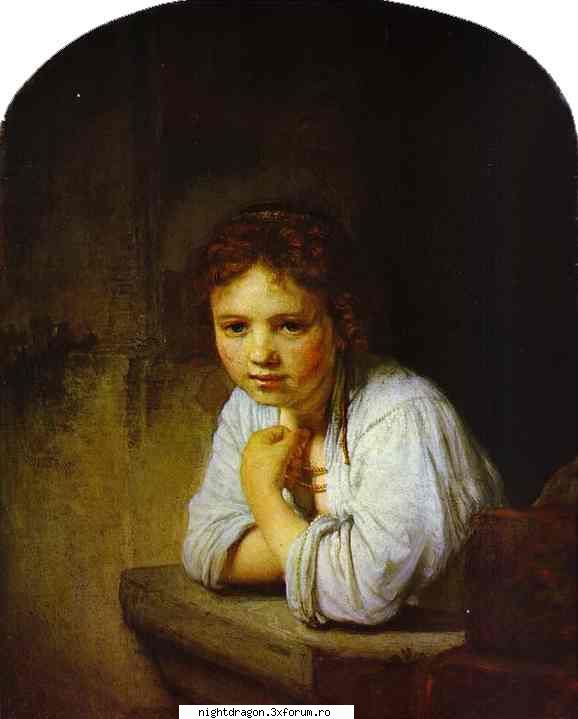 Rembrandt - "Fetiţă privind de la pervaz" - Pictura