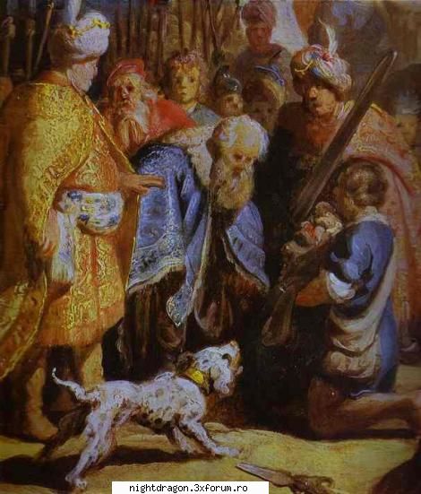 Rembrandt - "David aducand capul lui Goliat regelui Saul" - Pictura