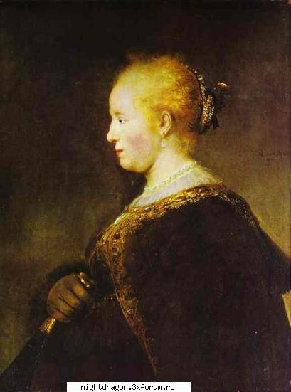 Rembrandt2 - Portretul unei tinere cu evantai - Pictura