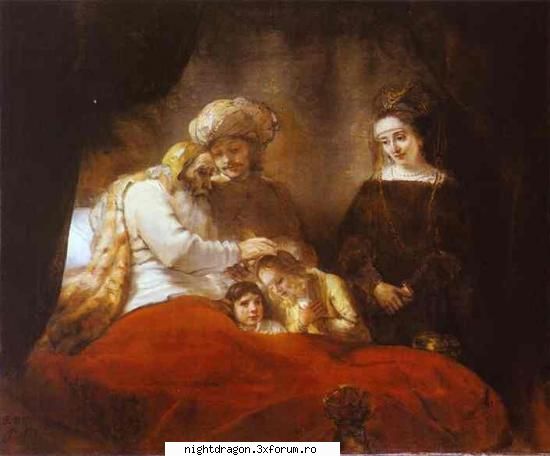 Rembrandt2 - Iacov binecuvantandu-i pe fiii lui Iosif - Pictura