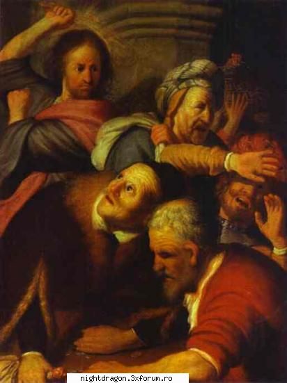 Rembrandt2 - Iisus alungandu-i pe negustori din templu - Pictura