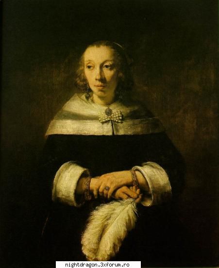 Rembrandt2 - Portretul unei doamne cu evantai de strut - Pictura