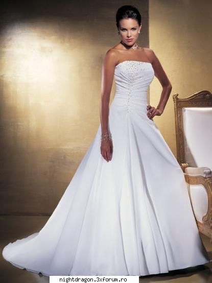 Rochii de mireasa - din matase f. fina, cu cristale aplicate pe corset - Moda Femei