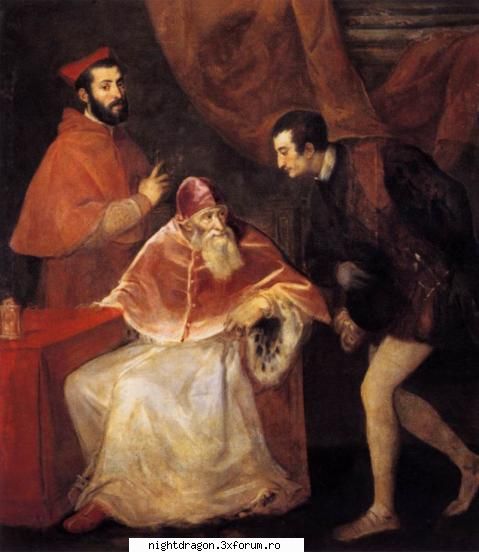 Titian (Tiziano Vecellio) - "Papa Paul al III-lea" - Pictura