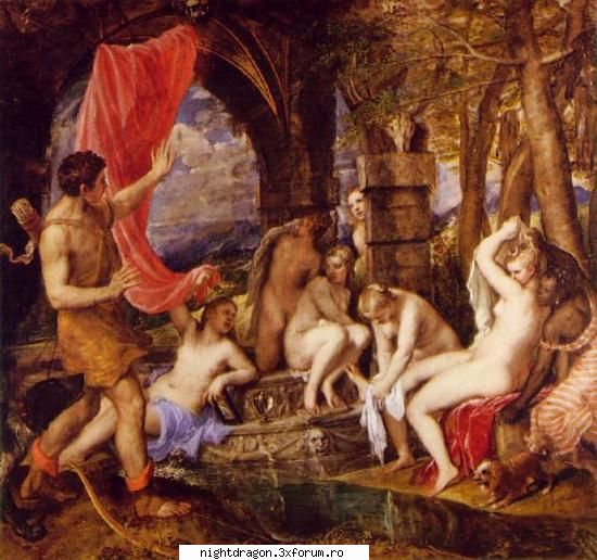 Titian (Tiziano Vecellio) - "Diana si Actaeon" - Pictura