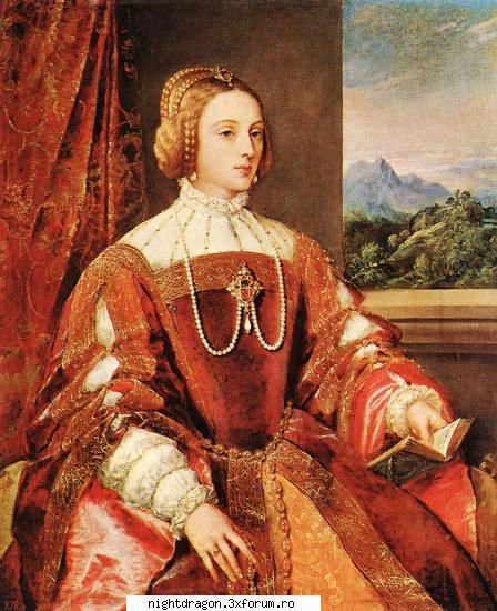 Titian (Tiziano Vecellio) - "Imparateasa Isabel a Portugaliei" - Pictura