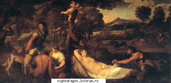Titian (Tiziano Vecellio) - "Jupiter si Anthiope" - Pictura
