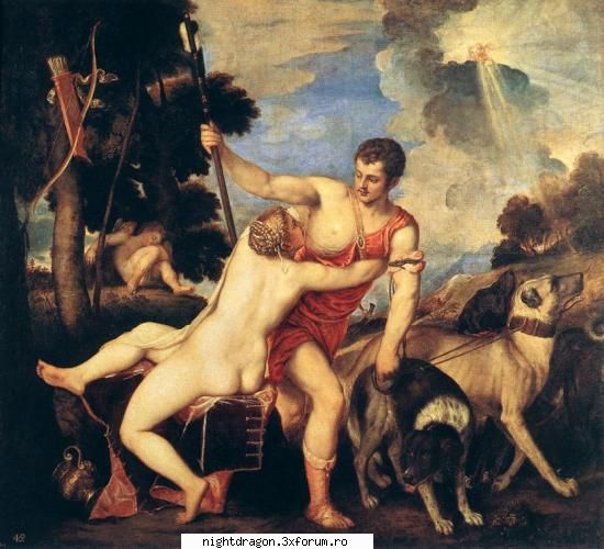 Titian (Tiziano Vecellio) - "Venus si Adonis" - Pictura