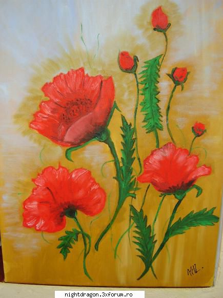 pictura in ulei pe panza cu sasiu. 30x40cm
 
 maci de gradina- pret  150 lei vanzare tablouri